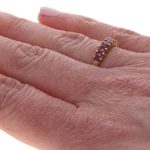 Yellow Gold Ruby Eight-Stone Band - 14k Square 1.12ctw Ring